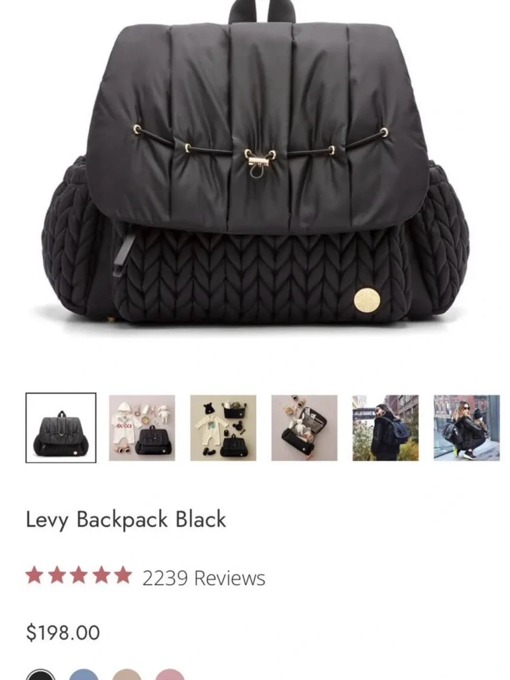 Levy Kids Quilted Black Backpack with Flap